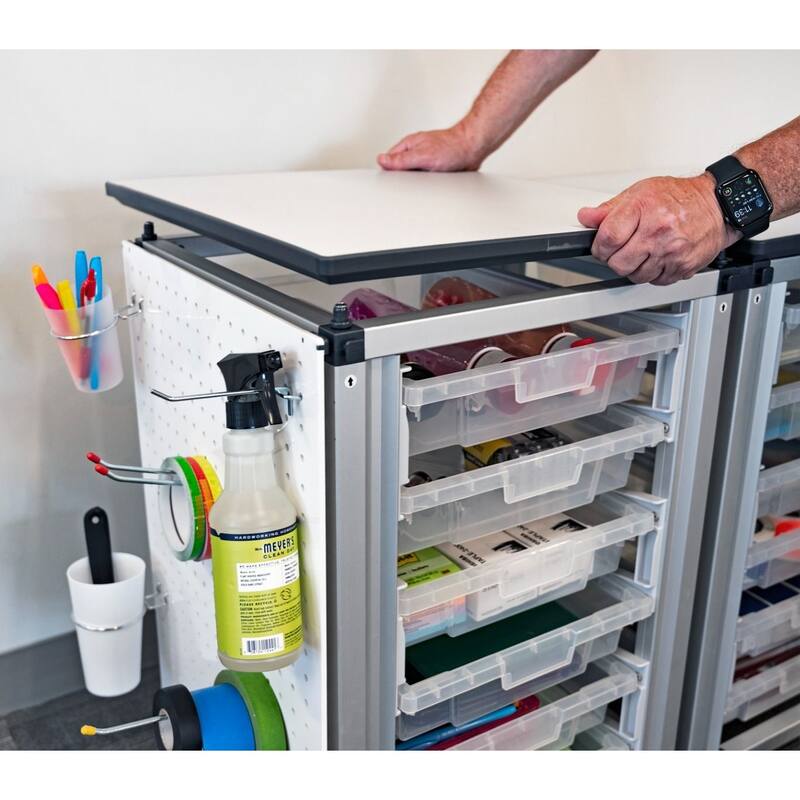 Modular Classroom Storage Cabinet - 2 side-by-side modules with 6 large bins
