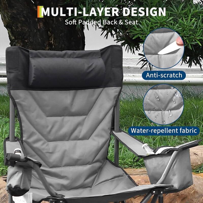 2 PCS Portable Outdoor Single Folding Camping Chair for Camping, Sports, Picnic - N/A