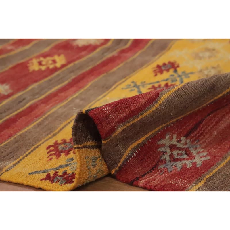 Hand Woven Oriental 100% Wool Carpet Southwestern Tribal Multi-Colored Kilim Area Rug - 10' 3'' X 5' 0''