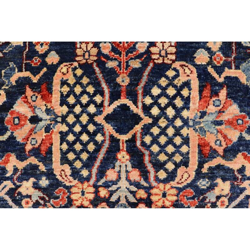 Bohemian Heriz Ziegler Chaya Blue Tan Hand-Knotted Rug - 4'0'' x 5'11''