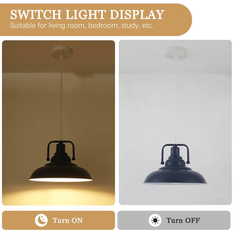 1-Light Rustic Hanging Kitchen Pendant Light Island Ceiling Light with Metal Shade for Dining Room