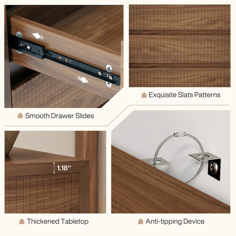 Oversize Wood Nightstand with 3 Drawers