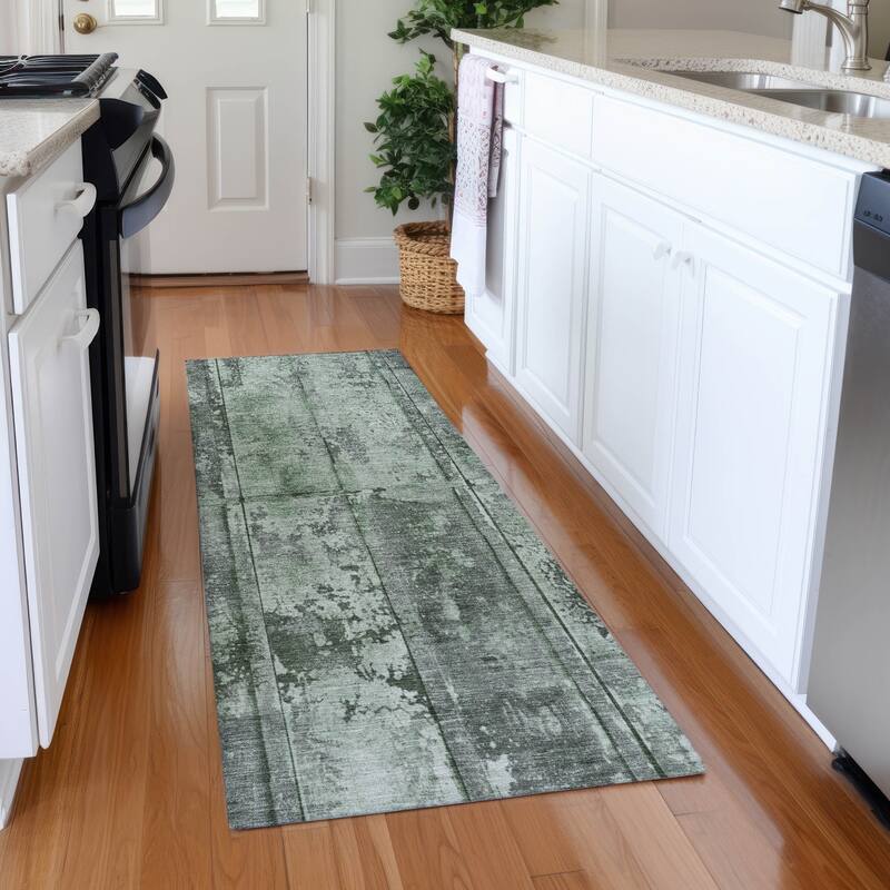 Premium Washable Super Soft Modern Panel Mayfield Rug - Green - 2'3" x 7'6"