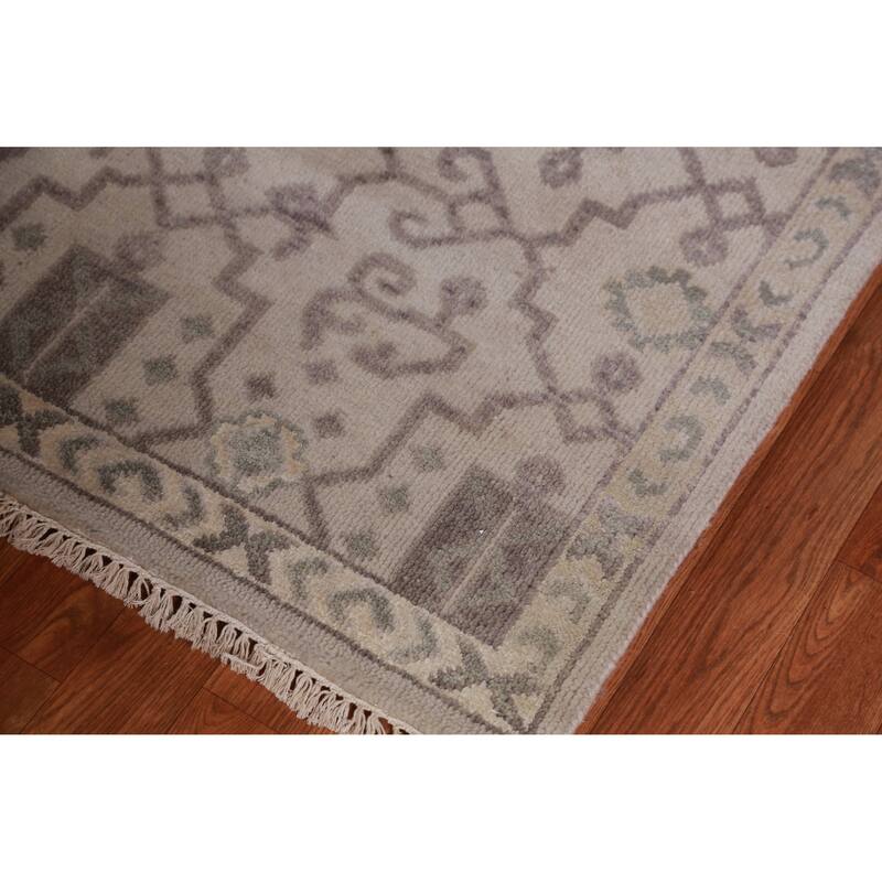 Hand Knotted Oriental 100% Wool Carpet Traditional All-Over Beige & Ivories Heriz (serapi) Area Rug - 8' 10'' X 5' 11''