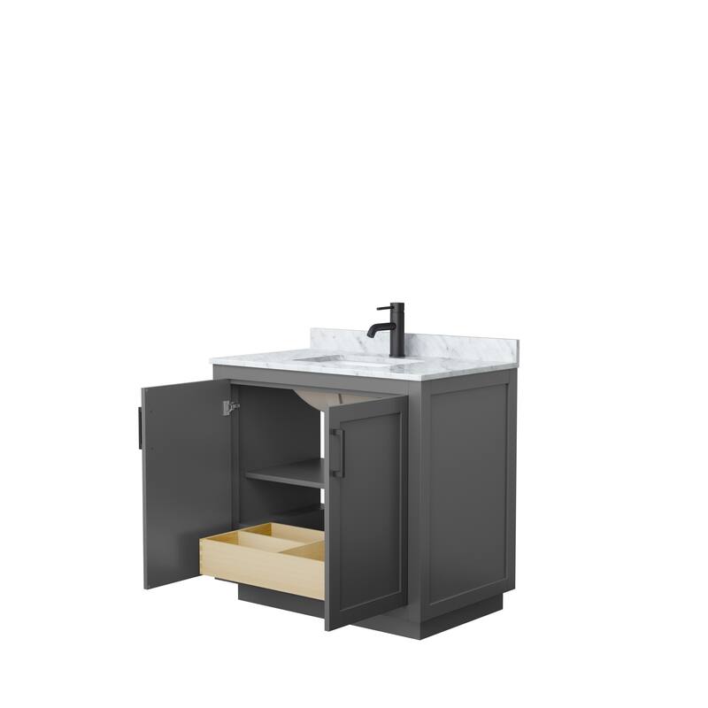 Miranda Single Vanity Set, White Carrara Marble Top, No Mirror