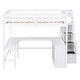 preview thumbnail 24 of 32, Full Size Loft Bed with Built-in L-Shaped Desk, Three-Tier Storage Shelves, and Attached Storage Staircase, Grey