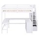 preview thumbnail 24 of 32, Full Size Loft Bed with Built-in L Shaped Desk & 3 Storage Shelves, Wooden Bedframe w/Storage Stairs & Full-Length Guardrail