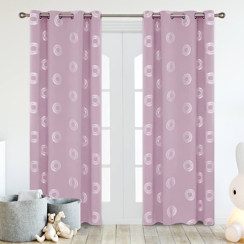 Concentric Circles Pattern Room Darkening Curtain 2 Panels - 42Wx84L-4PC - Lavender Pink