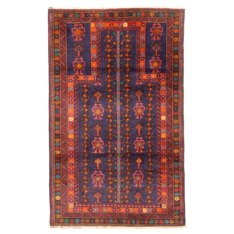 ECARPETGALLERY Hand-knotted Teimani Navy Wool Rug - 2'8 x 4'5