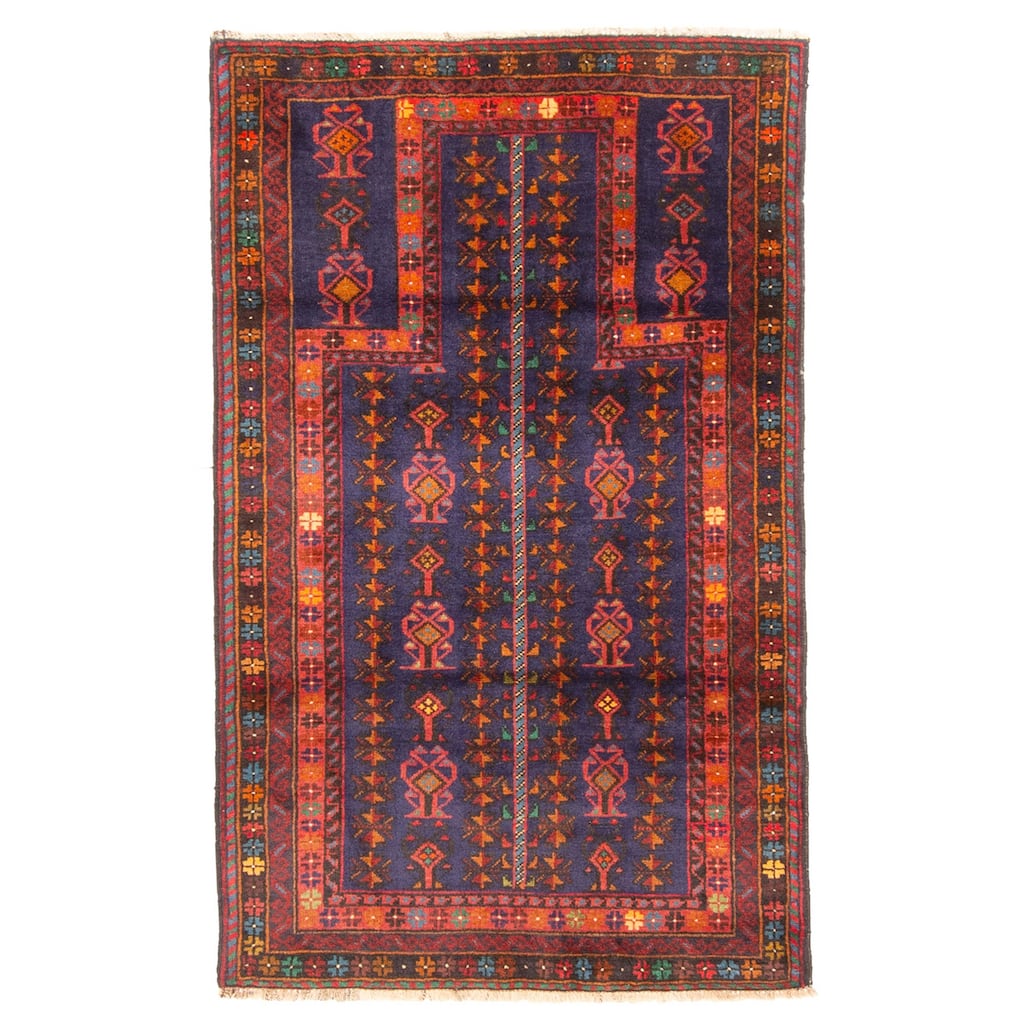 ECARPETGALLERY Hand-knotted Teimani Navy Wool Rug - 2'8 x 4'5