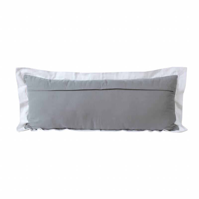 HomeRoots 14" X 36" Gray And White 100% Cotton Geometric Zippered Pillow