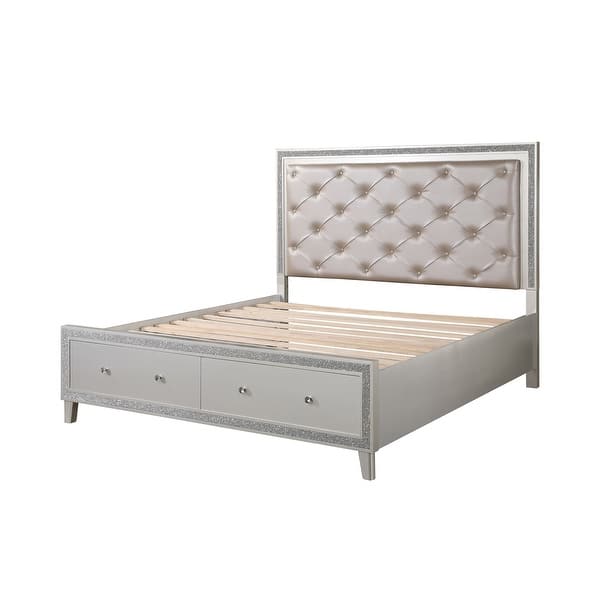 slide 2 of 7, Glendena Beige and Champagne Tufted Bed with 2-Drawer California King