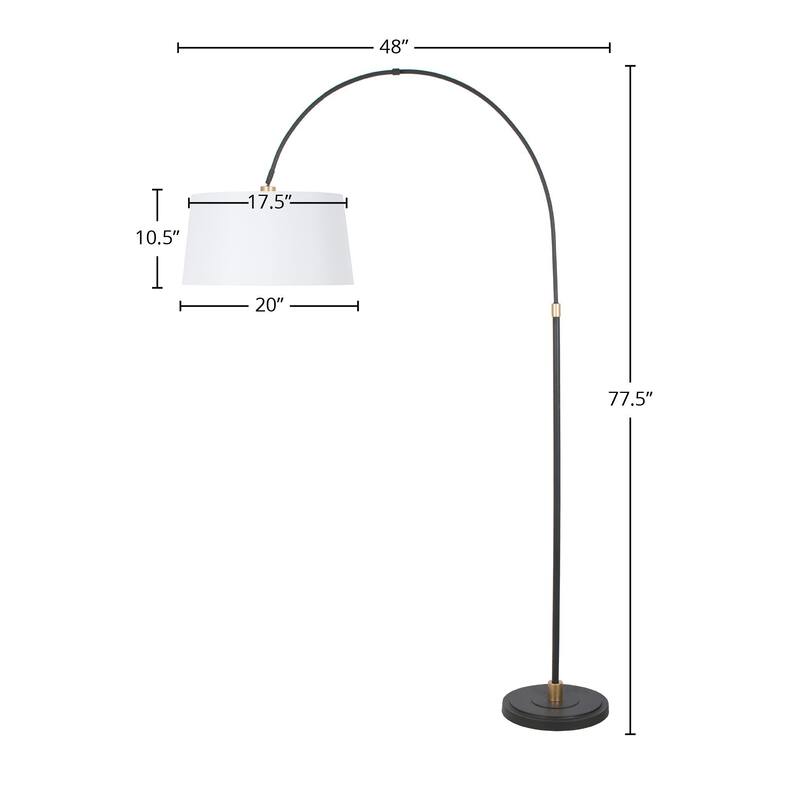 78" Metal Floor Lamp with Linen Shade, Black
