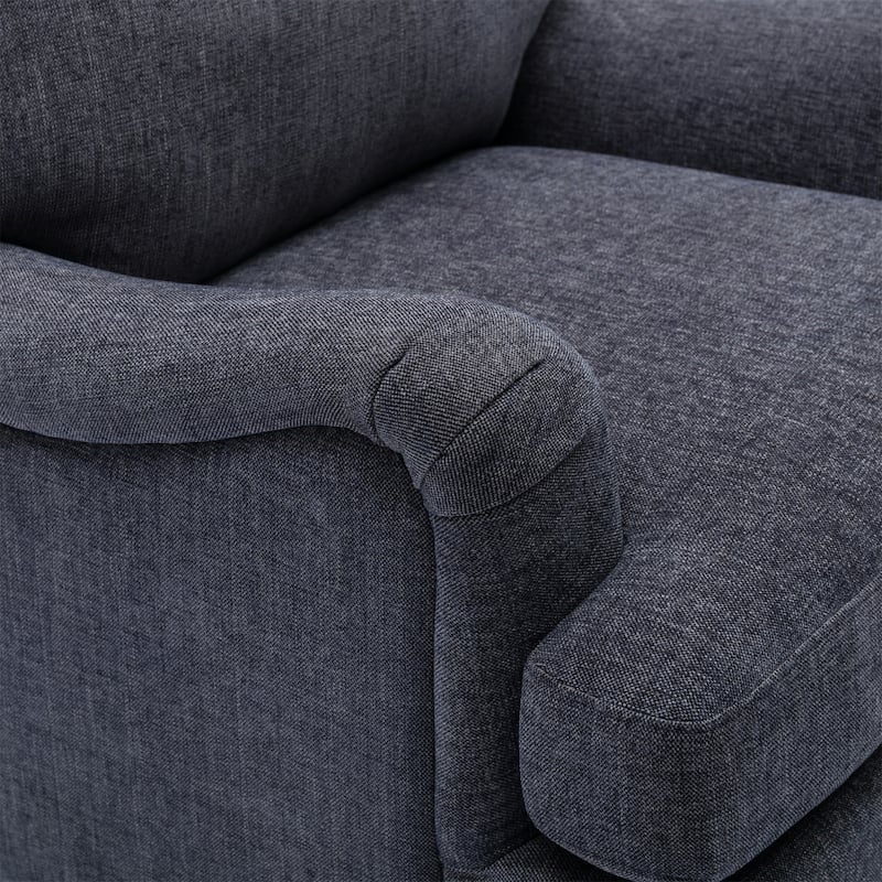 Rolled Arm Chairs Soft Accent Chair with Wood Legs for Living Room