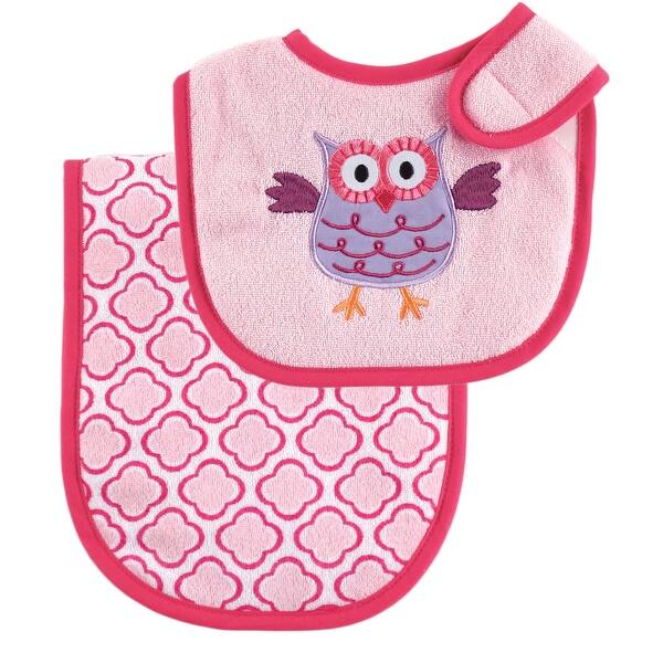 slide 1 of 1, Luvable Friends Baby Girl Bib and Burp Cloth Set 2pc, Pink, One Size - Pink - One Size