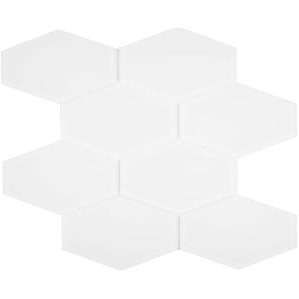 Long Hex 11 in. x 11 in. Glass Mesh-Mounted Mosaic Tile