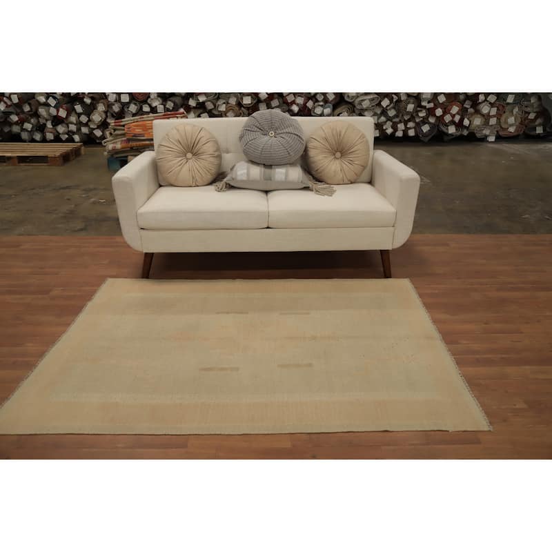 Hand Woven Oriental 100% Wool Carpet Southwestern Tribal Brown Kilim Area Rug - 5' 9'' X 3' 11''