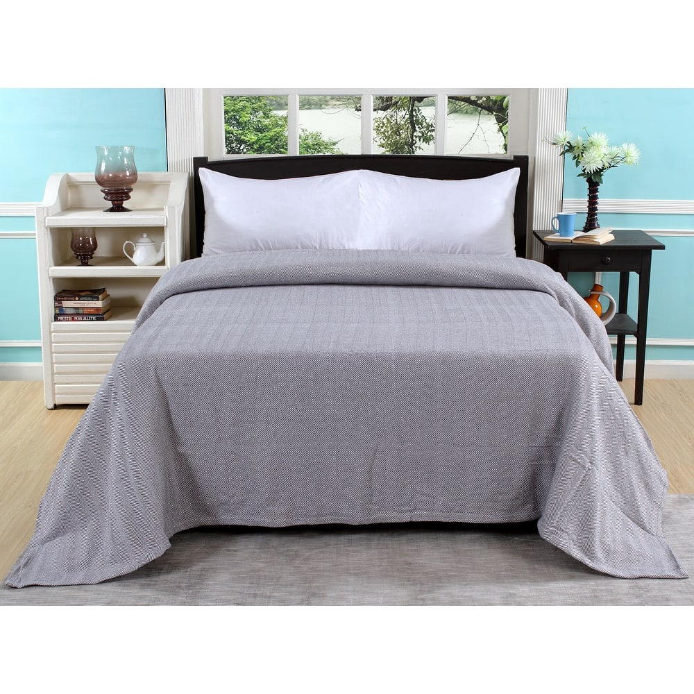 Soft and Cozy Herringbone Stripe Weave Cotton Blanket