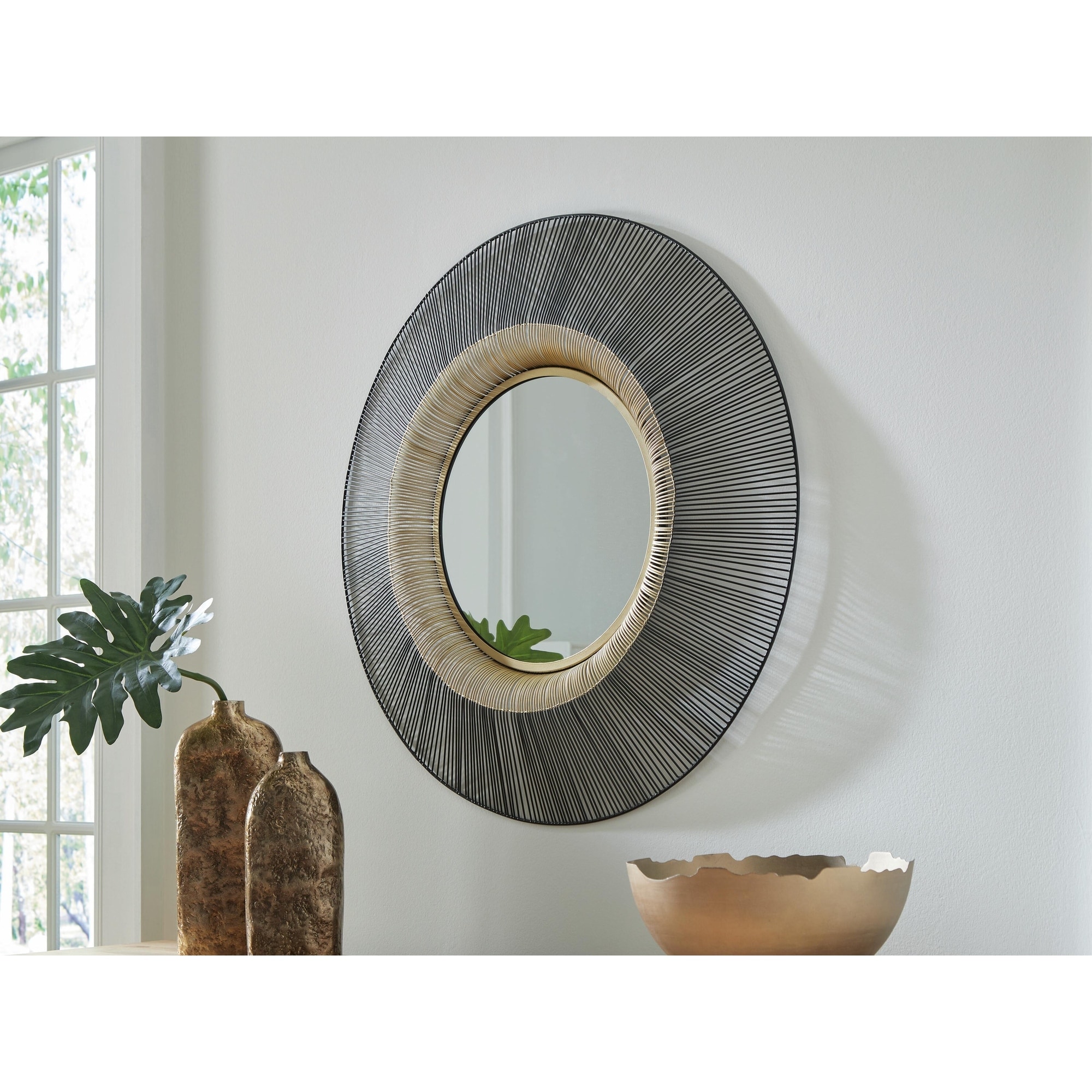 Signature Design by Ashley Dallmen Black / Gold Accent Mirror - 36" W x 3" D x 36" H
