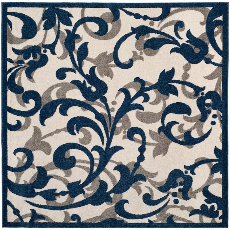 SAFAVIEH Amherst Mujesira Modern Rug - 7' Square - Ivory/Navy