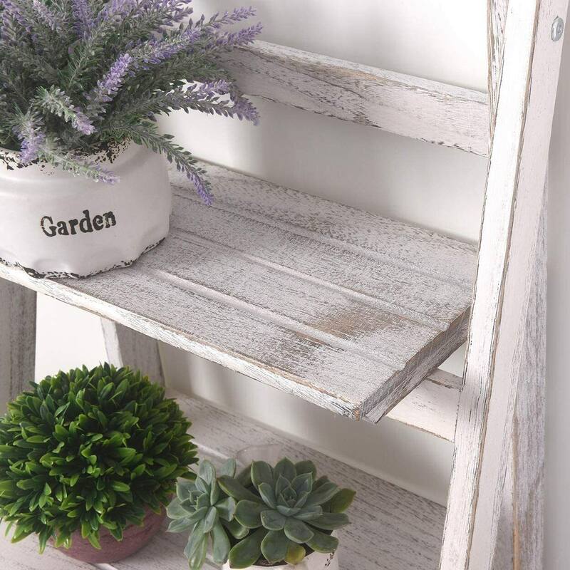 4 Tier Wooden Plant Ladder Shelf