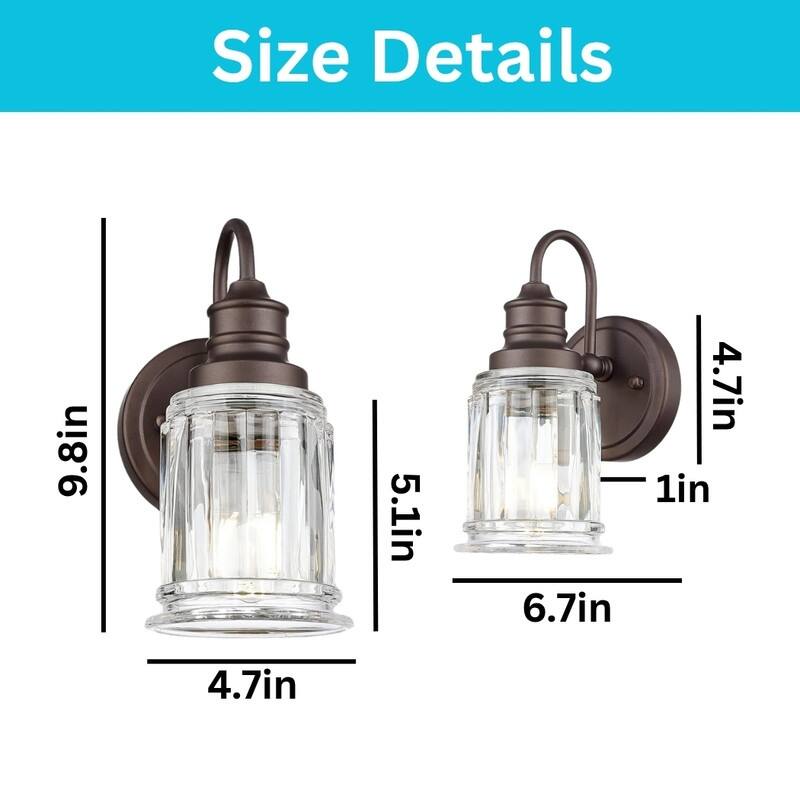 1 Light wall lighting oil-rubbed bronze bathroom sconces glass, metal wall light fixture