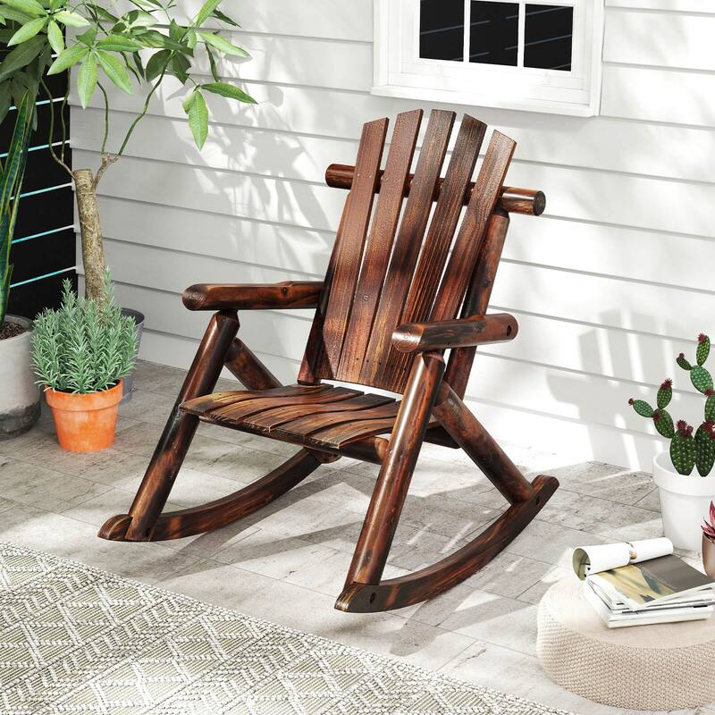 Costway 1/2 PCS Outdoor Adirondack Rocking Chair for Adults Solid Wood