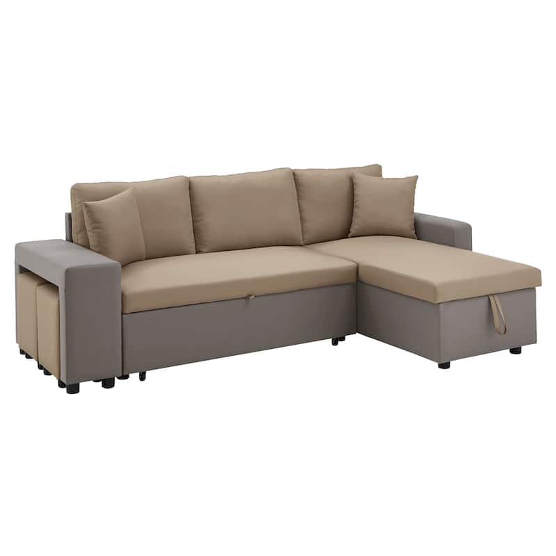 Lorca 2-tone Convertible Sofa with Storage by iNSPIRE Q Modern - Two-Tone Dark & Light Brown
