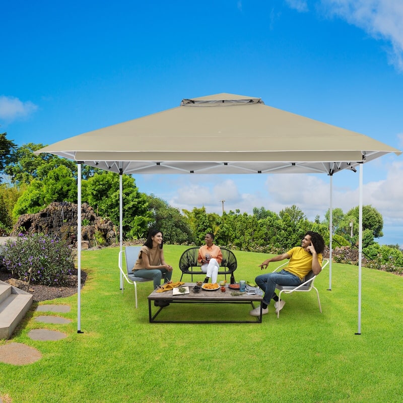 AVAWING 12x12 ft Khaki Pop-up Canopy Tent Easy Setup Party Tent - Tan