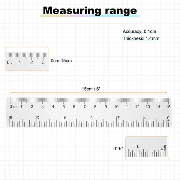 Clear Plastic Rulers Metric Inch Straight End Ruler with Black Scale ...