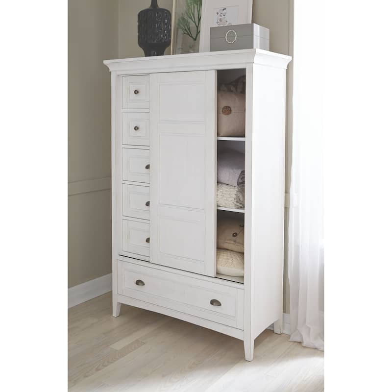 Magnussen Home Heron Cove Chalk White and Dovetail Grey Door Chest - 6-drawer