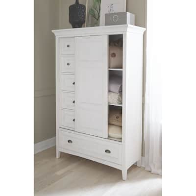 Magnussen Home Heron Cove Chalk White and Dovetail Grey Door Chest
