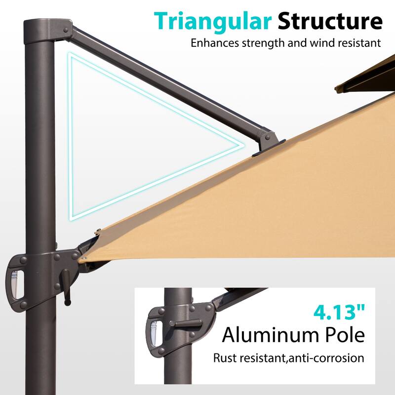 Pellebant 10 X 13 Ft Outdoor Patio Cantilever Umbrella with Base
