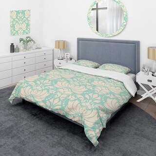 Designart 'Green Damask I' Patterned Duvet Cover Set - Bed Bath ...