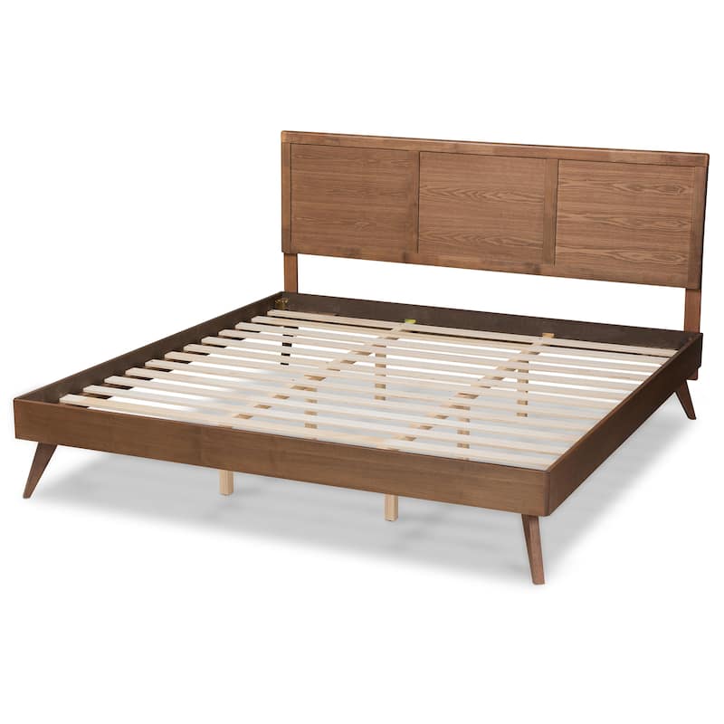 Carson Carrington Ulvsta Mid-century Walnut Wood Platform Bed