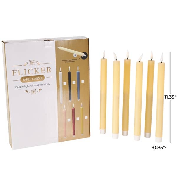 dimension image slide 0 of 5, Wax Indoor Outdoor Flameless Candle with Remote Control (Set of 6)