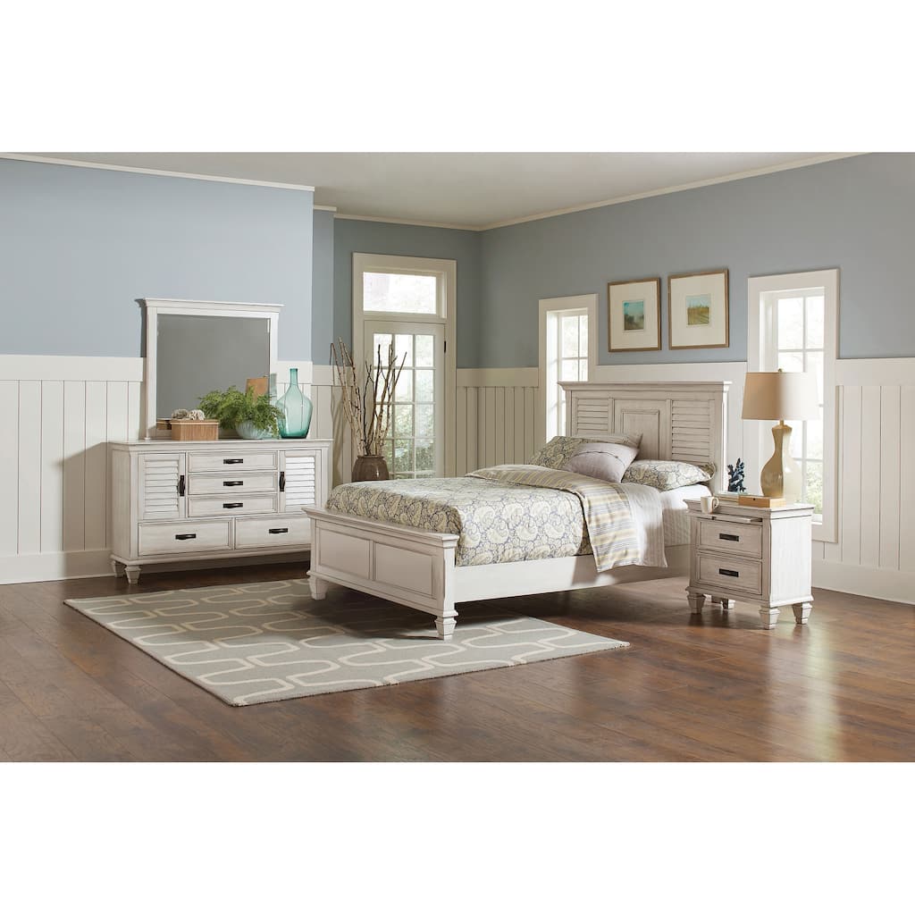 Franco Antique White Storage Platform Bedroom Set