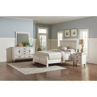 Franco Antique White Storage Platform Bedroom Set