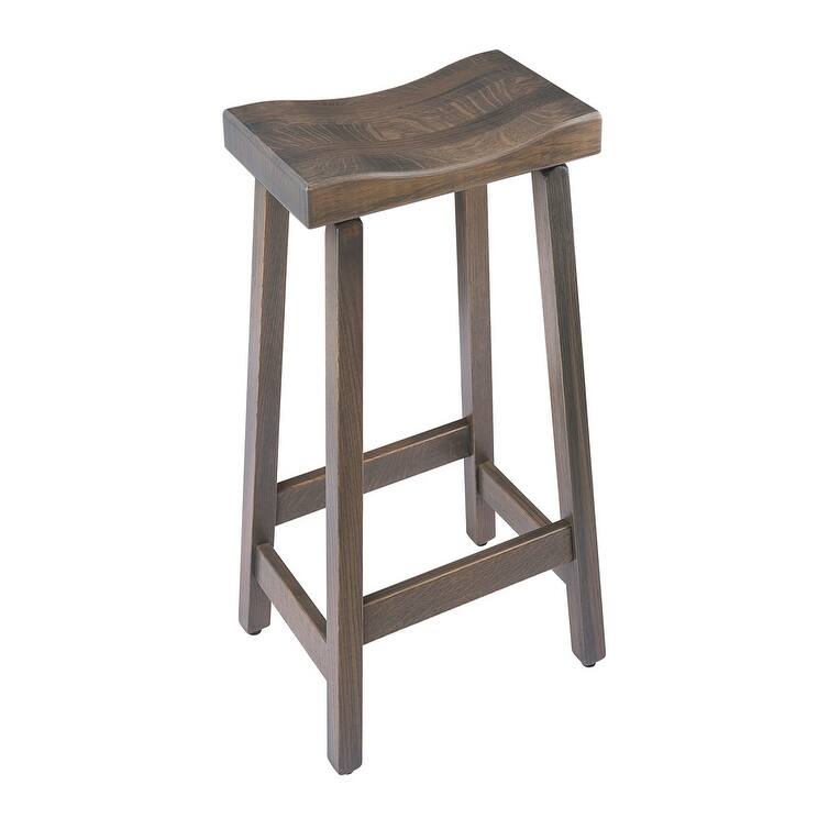Amish Made Quarter Sawn Oak Urban Bar Stool - Antique Slate - Bar Height