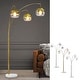 preview thumbnail 1 of 13, Metro 84"H Glass Globe 3-Light LED Dimmable Arch Floor Lamp with LED Vintage Bulbs