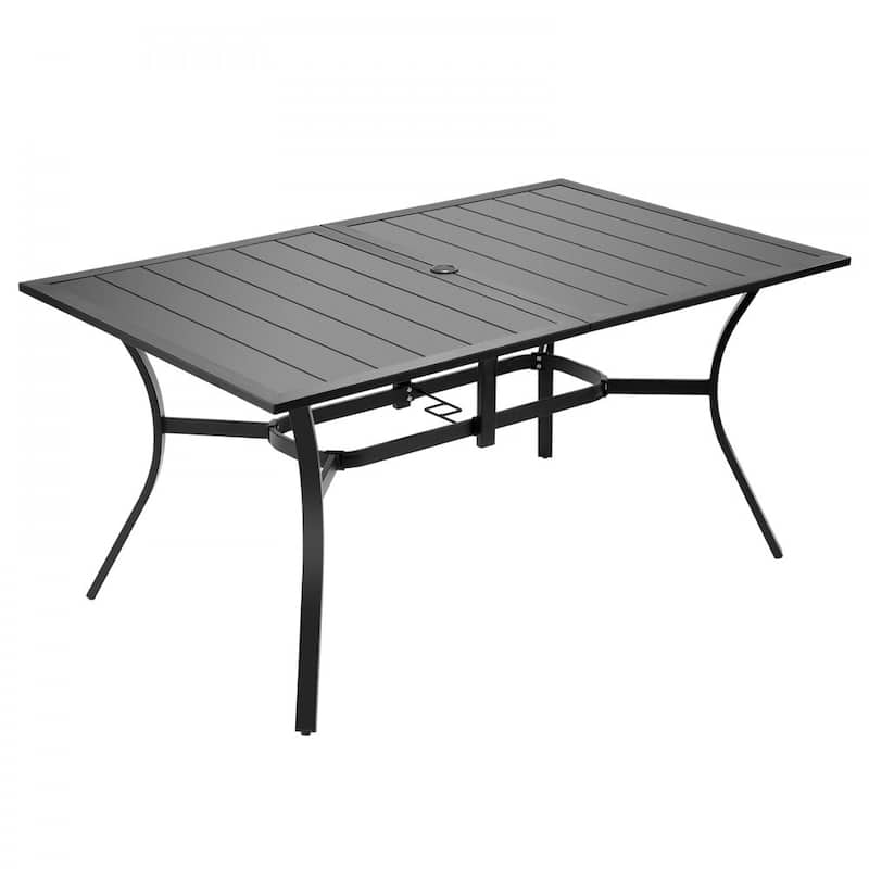 Black Metal Patio Weather Resistant Rectangular Table with Powder Coated Surface Rust - 59” x 38” x 29”