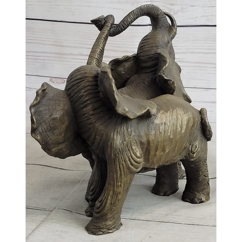 Baby Elephants Playing Hot Cast Bronze Metal Figurine Sculpture Statue Decor