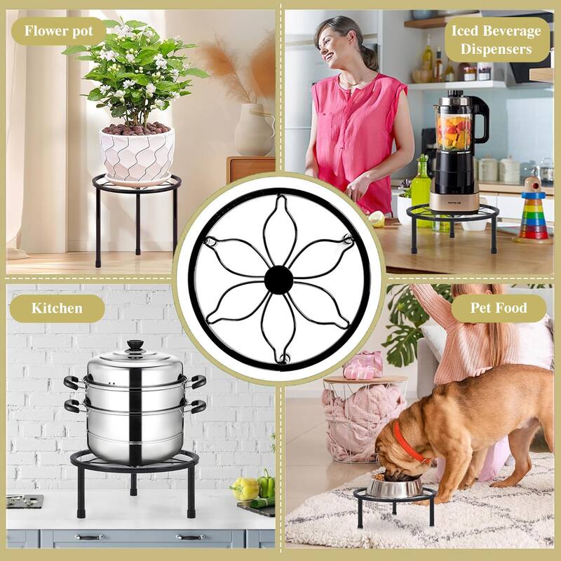 Javlergo 5-Piece Metal Plant Stand Set Multiple Sizes Black Heavy Duty Flower Pot Holder Stands for Indoor Outdoor Use