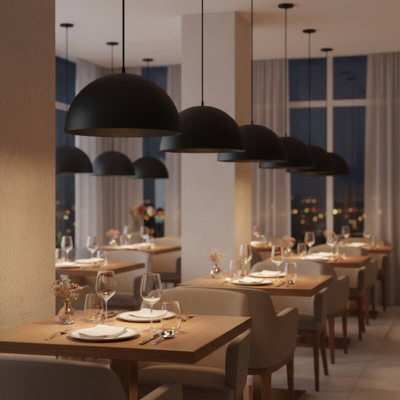 24 Inch Integrated LED Pendant Light Dimmable 5 Color Temperature Selectable - Black