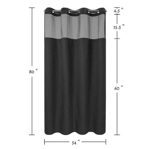 dimension image slide 16 of 18, No Hook Waffle Weave Shower Curtain with Snap-in Liner