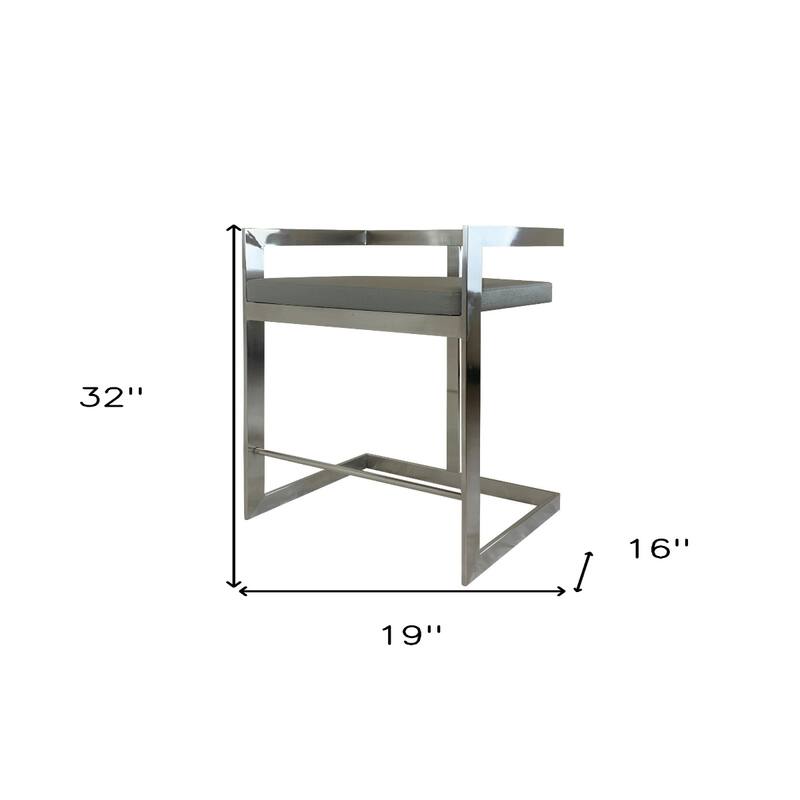 26" Faux Leather and Metal Low Back Counter Height Bar Chair - 19" x 16" x 32"