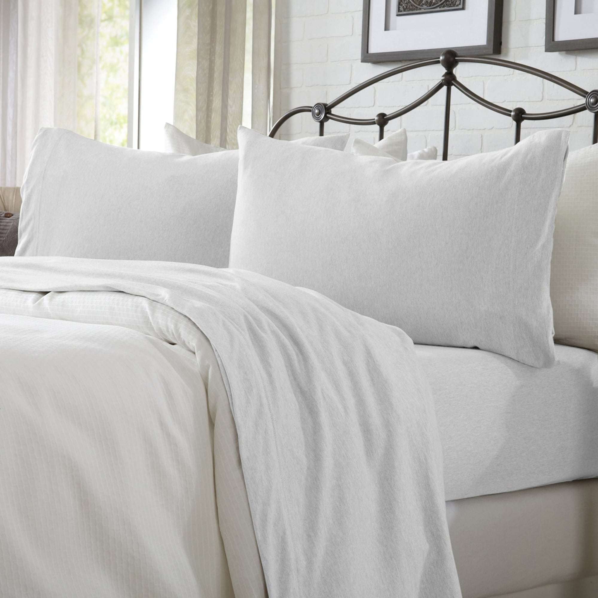 Linery & Co. Heathered Melange Cotton Jersey Knit Sheet Set