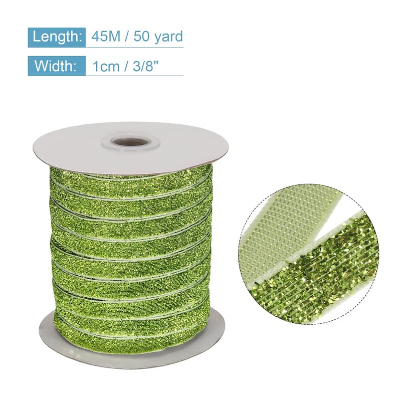 Metallic Glitter Velvet Ribbon 3/8 Inch x 50 Yard Single Face Ribbon - Fresh Green