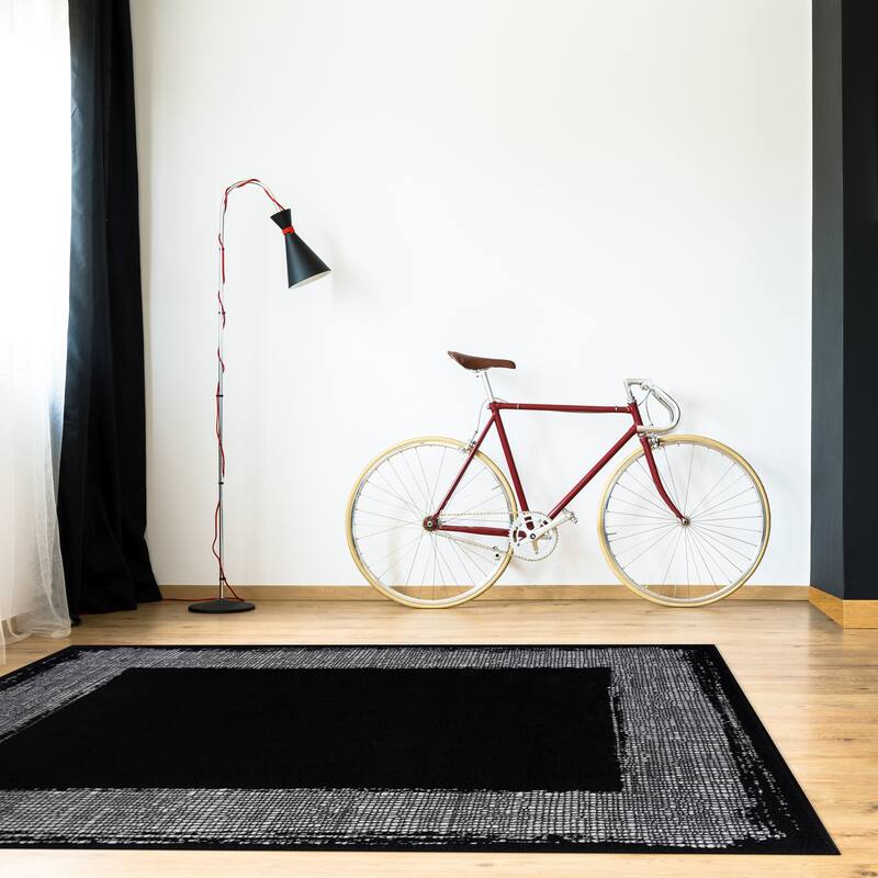 Beverly Rug Modern Border Indoor Area Rug with Jute Backing for Living Room, Kitchen, Bedroom