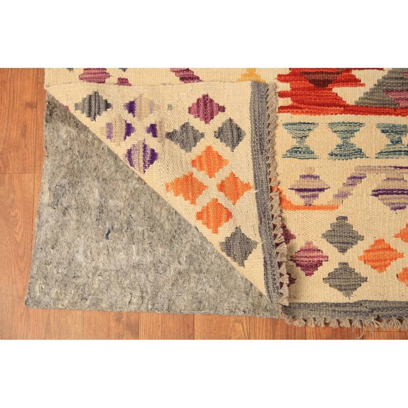 Reversable Kilim Oriental Area Rug Bedroom Flatweave Wool Carpet - 10'0"x 13'0"